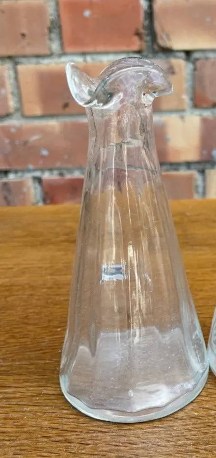 Pair Of Small Clear Glass Vases 1