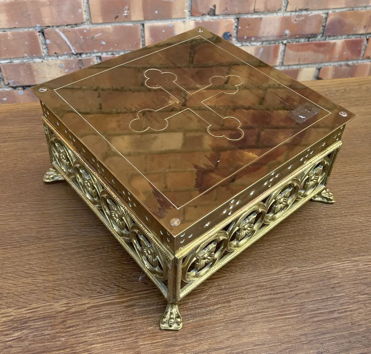 Ornate Brass Table Top Church Plinth 1