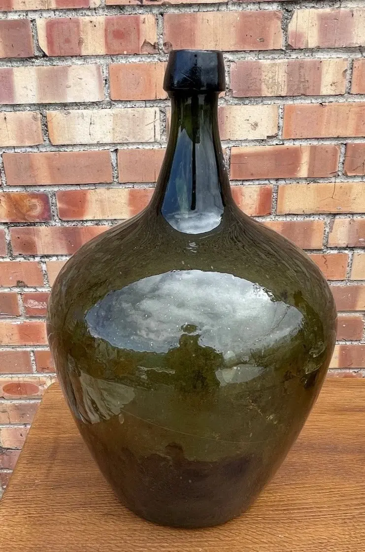 Large Green Olive Color Wine Bottle 1