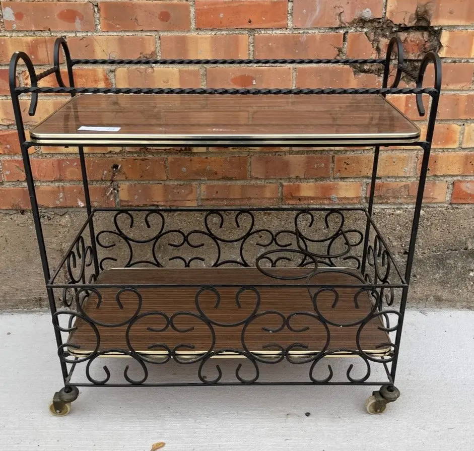 Mid Century Iron Bar Cart 1