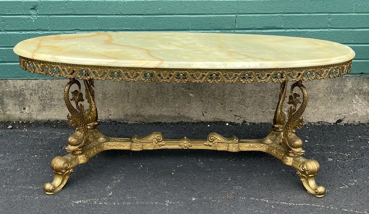 Brass And Oynx Oval Coffee Table 1