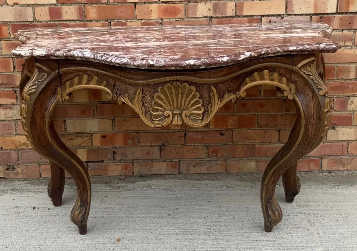 Late 18Th Century Louis Xv Marble Top Oak Console 1