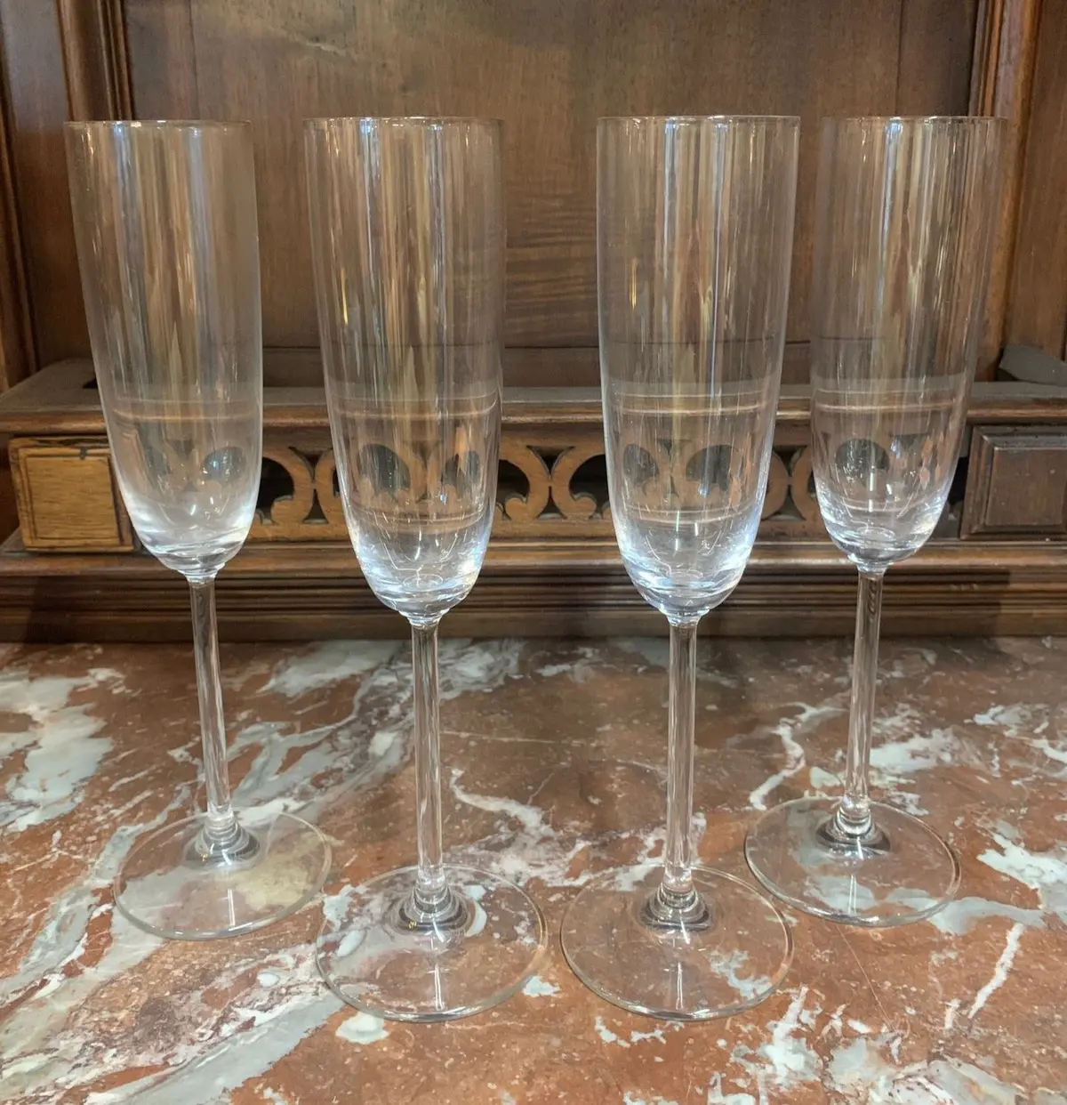 Set Of 4 Tall Crystal Champagne Flutes 1