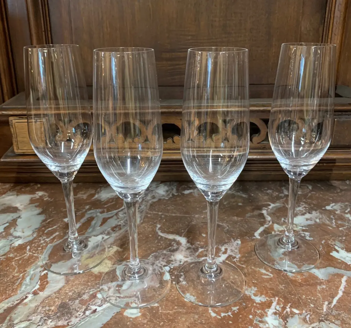 Set Of 4 Crystal Champagne Flutes 1