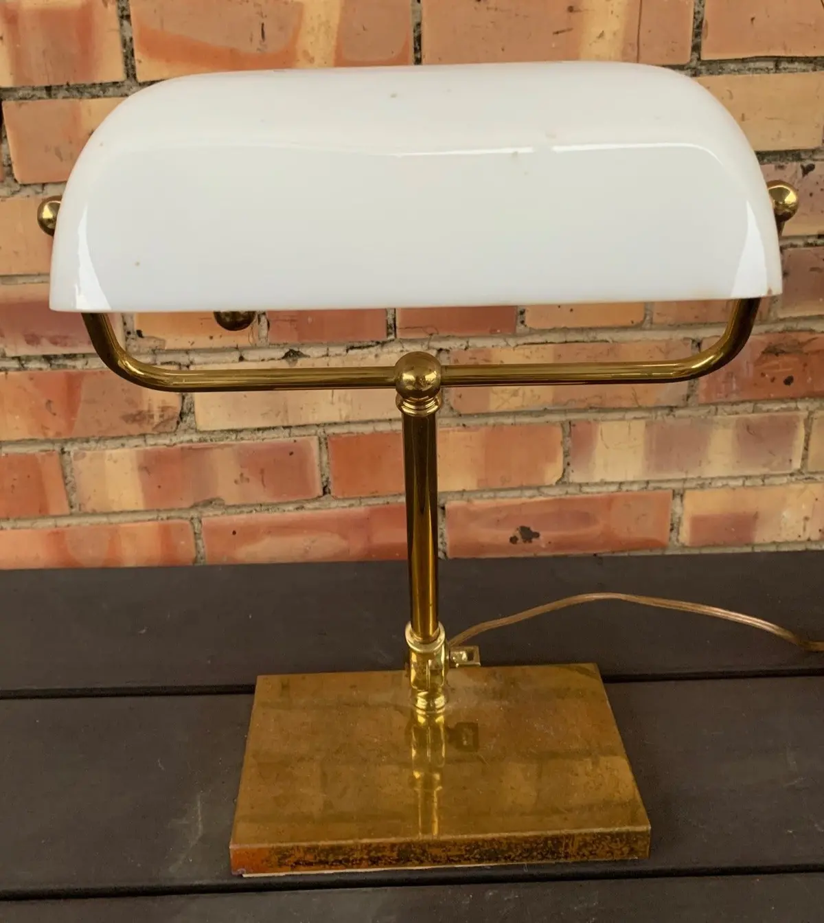 Banker's Glass/Brass Lamp 1