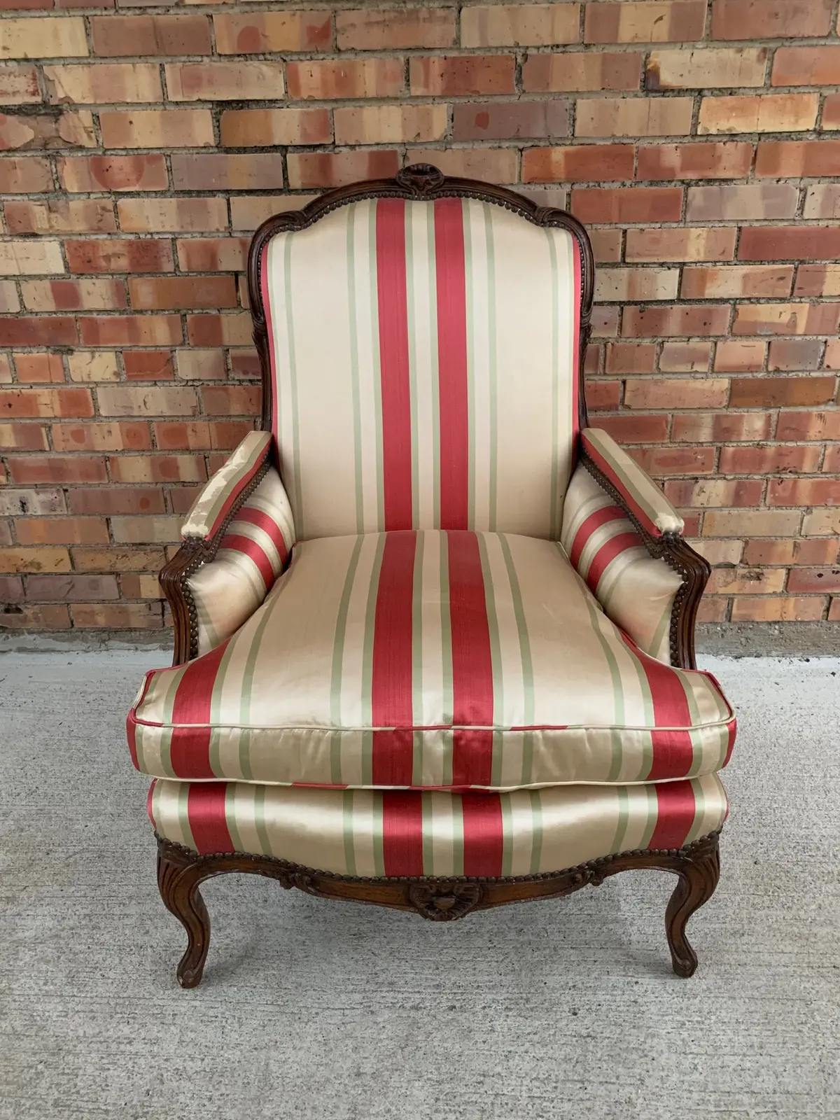Striped Silk Fabric Upholstered Louis Xv Chair 1