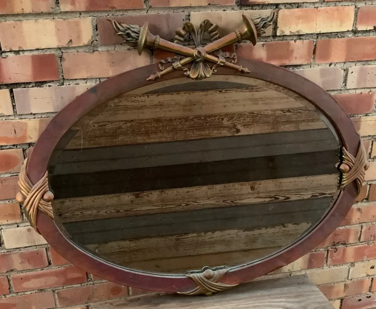 Oval Metal Louis Xvi Beveled Mirror 1