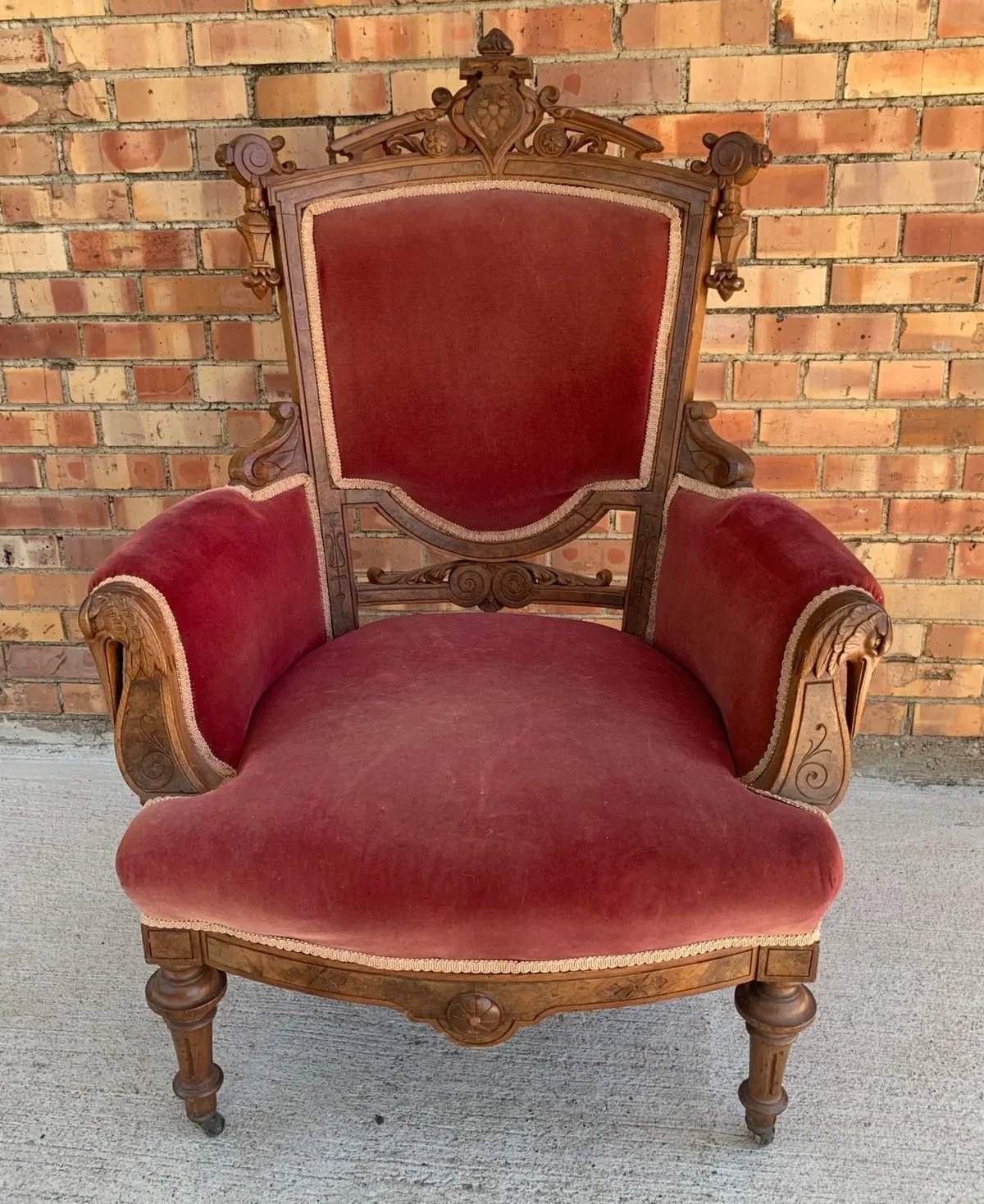 Renaissance Revival Walnut Arm Chair With Birds 1