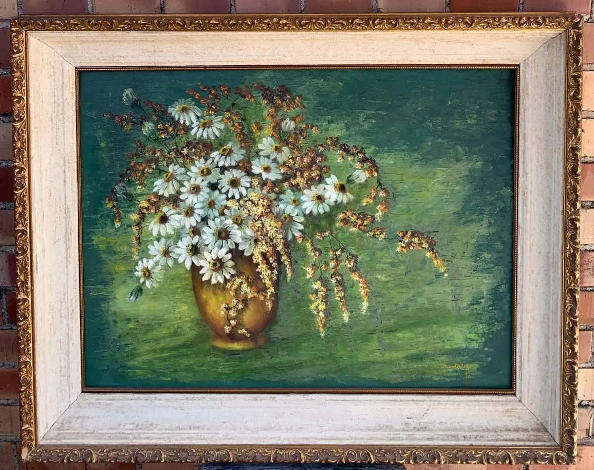 Eillean Quiqq Floral Still Life In Green 1