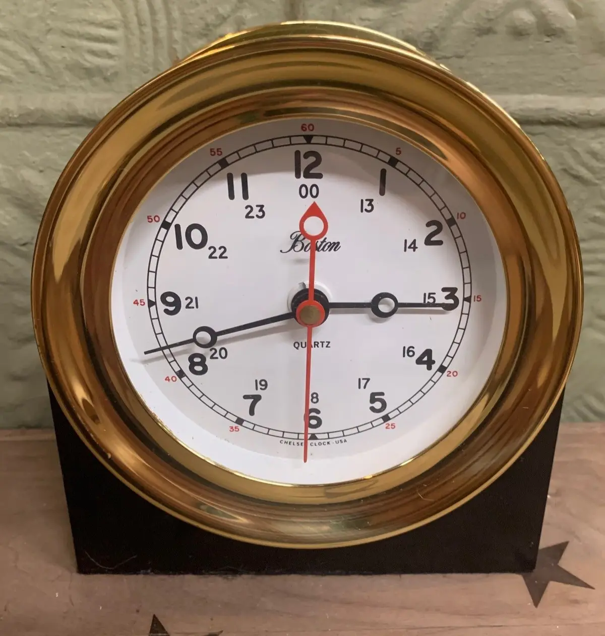 Boston Brass Clock On Stand 1