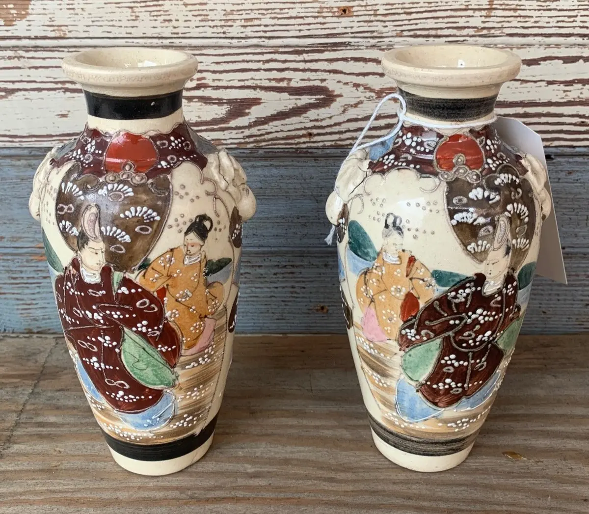 Pair Of Small Satsuma Vases 1