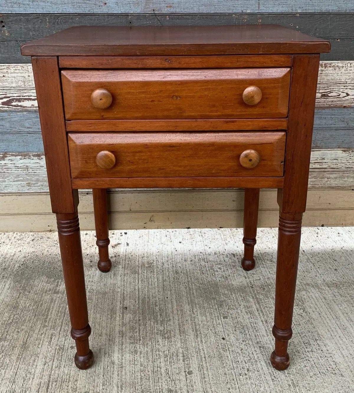 19Th Century Country Sheraton Cherry Side Table With 2 Drawers 1