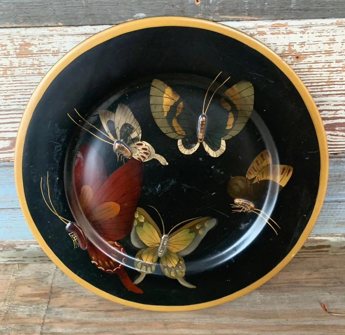 Black Platter With Butterflies 1