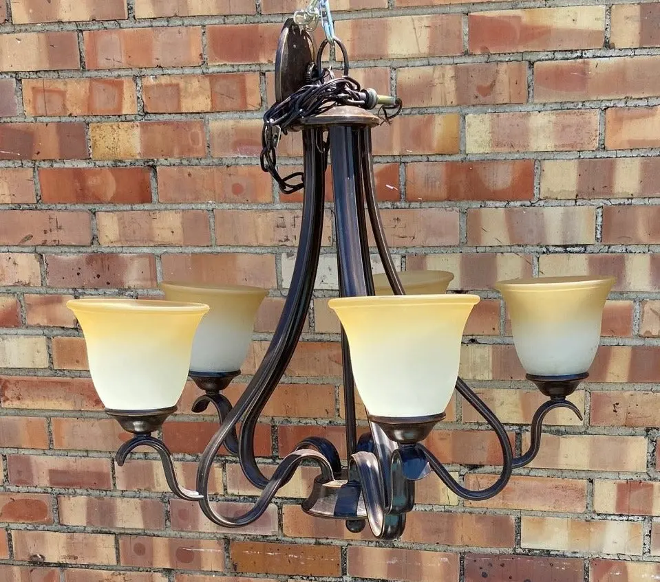 Bronze Color Metal 5-Arm Chandelier 1