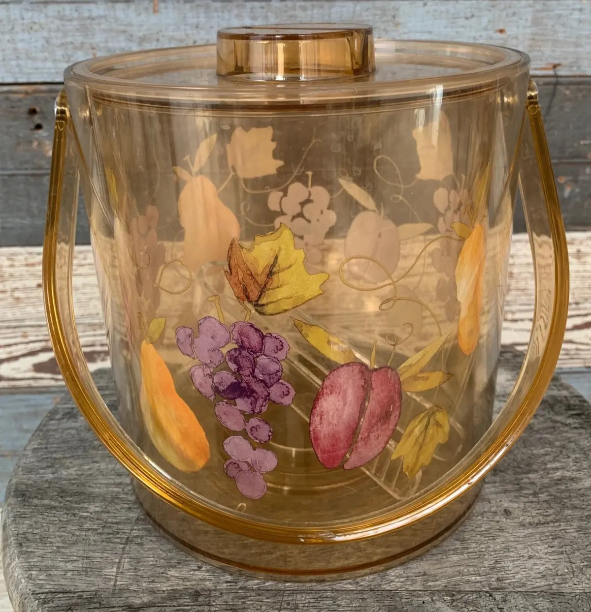 Lucite Ice Bucket With Fruit Design 1