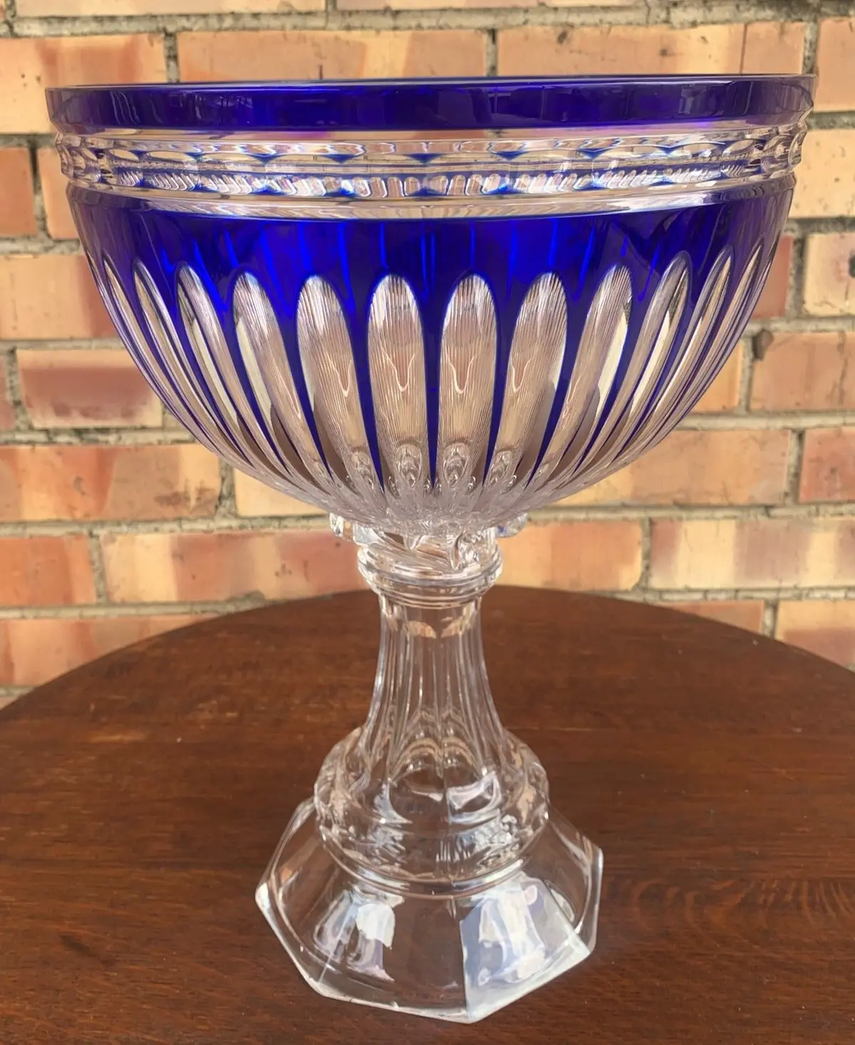 Cobalt And Clear Glass Tall Compote 1