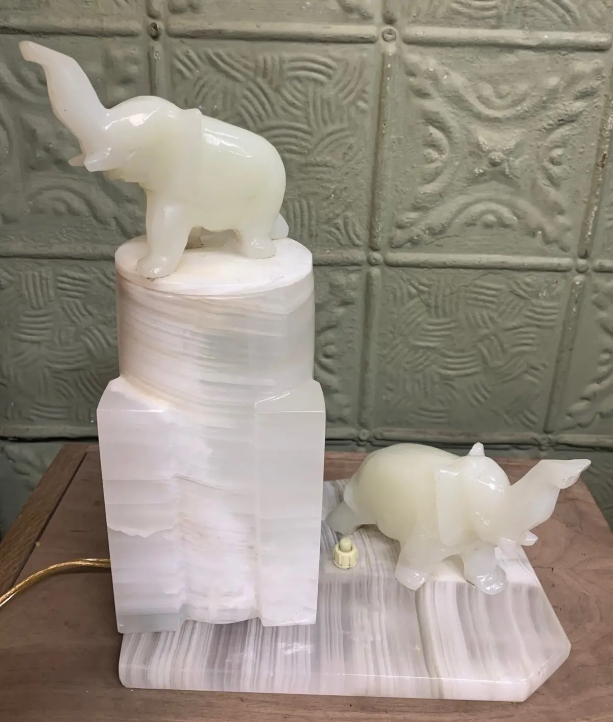 50' Deco Alabaster Elephant Lamp 1