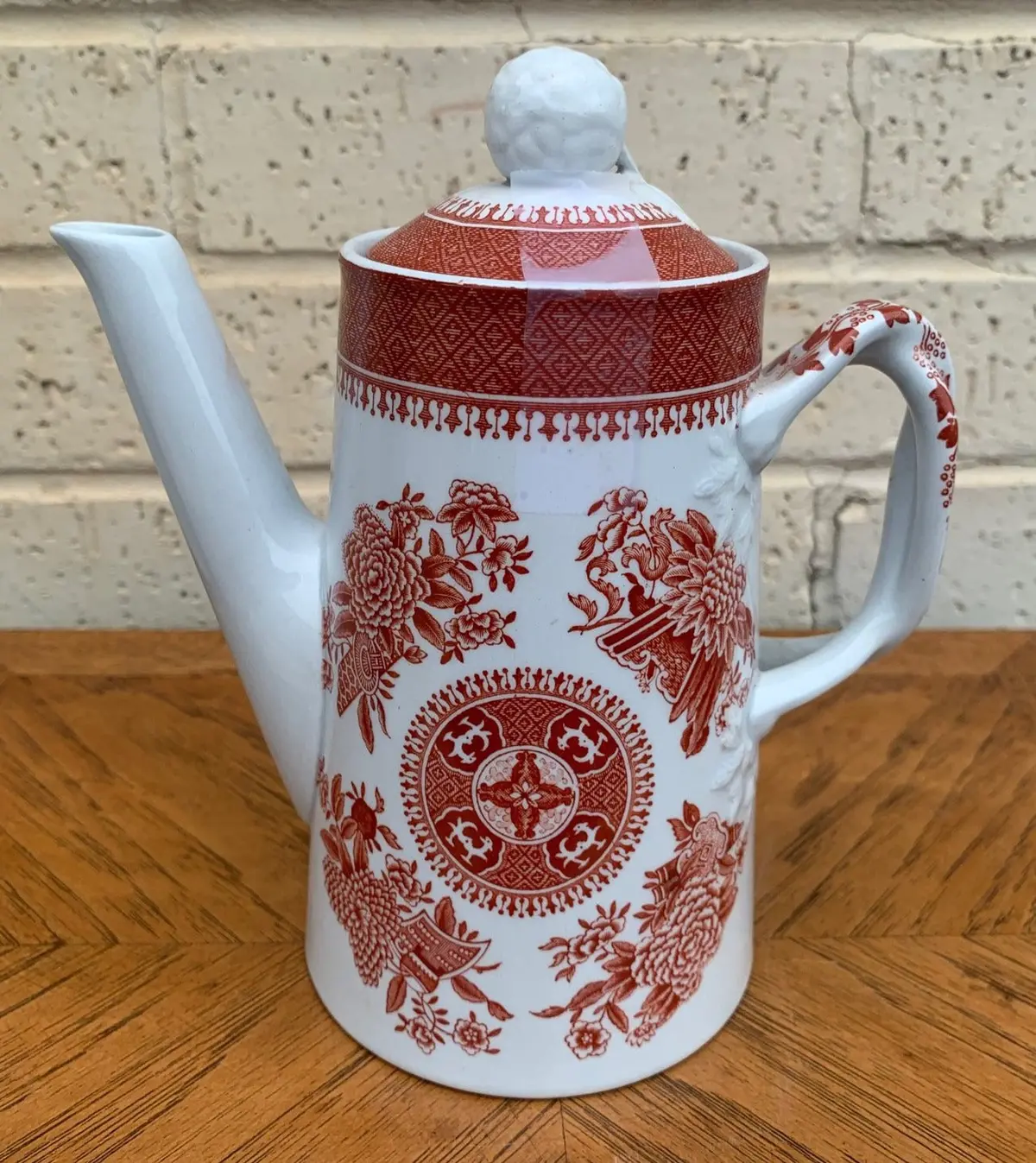 Small Red And White Spode Teapot 1