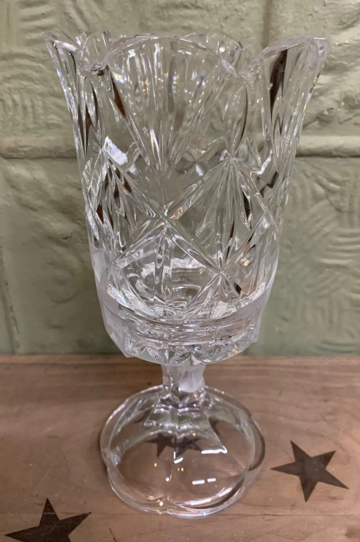 Small 2 Piece Crystal Candle Stick With Hurricane Shade 1