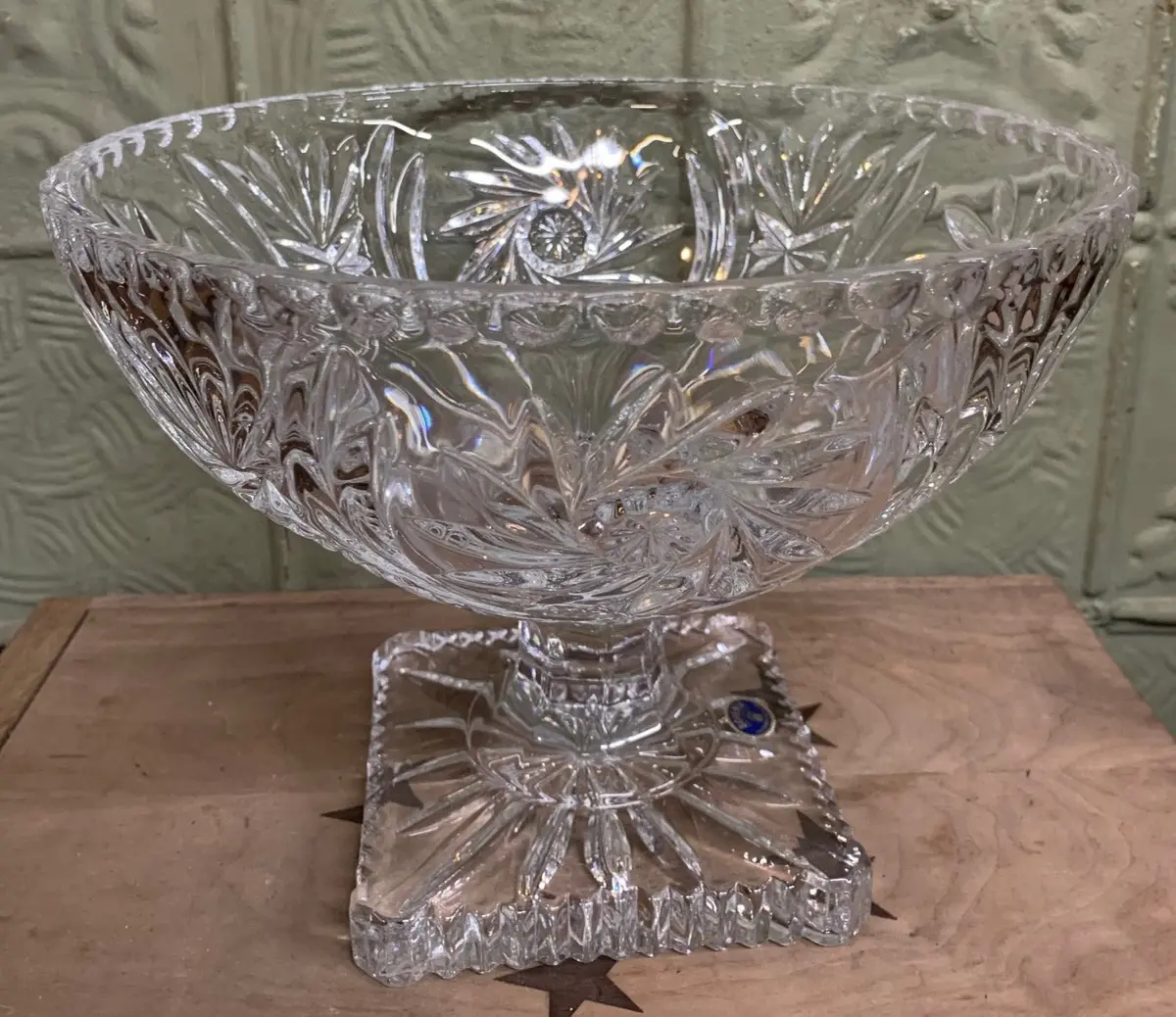 Large Crystal Compote From Czech Republic 1