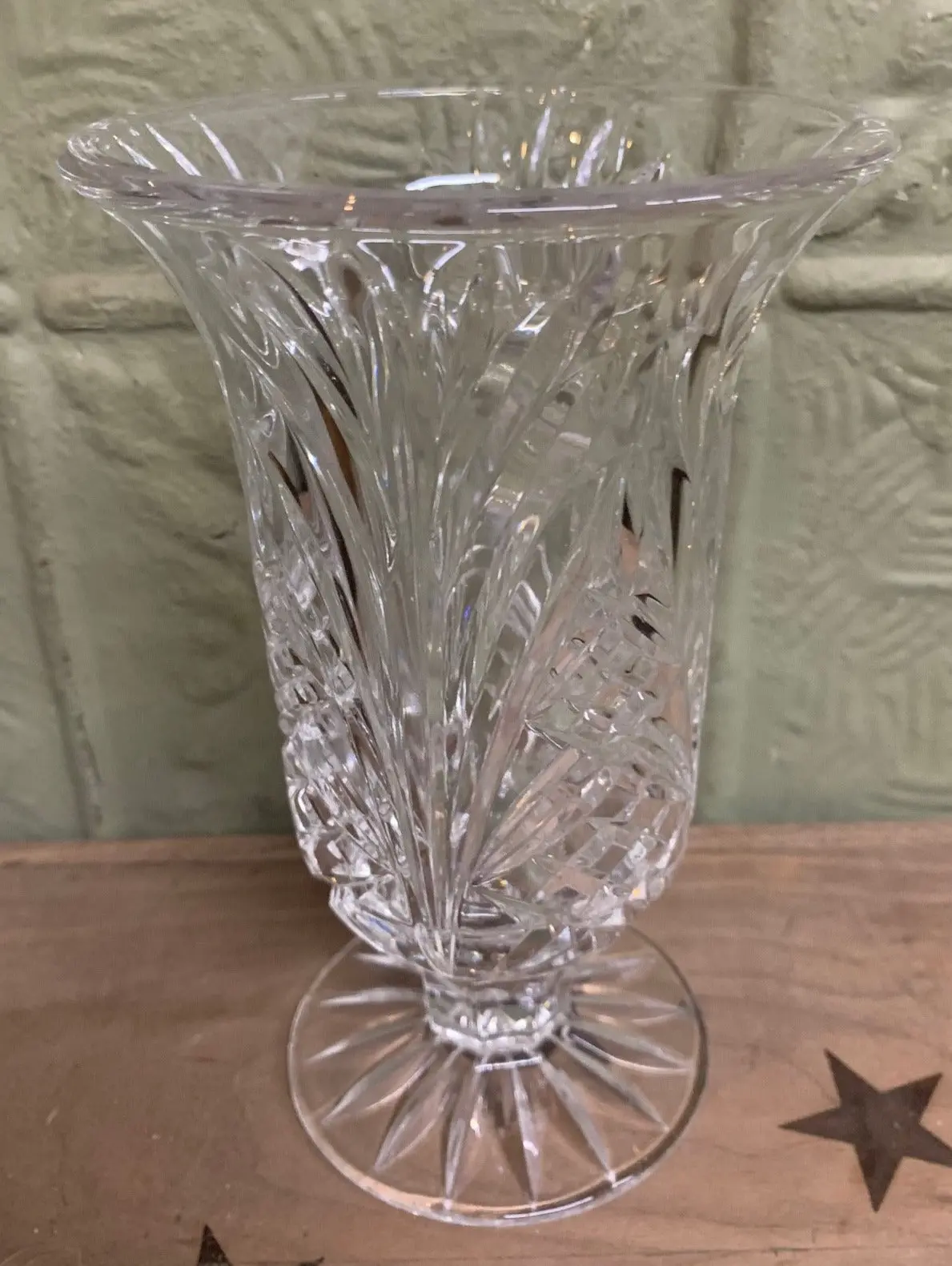 Pressed Glass Footed Clear Vase 1