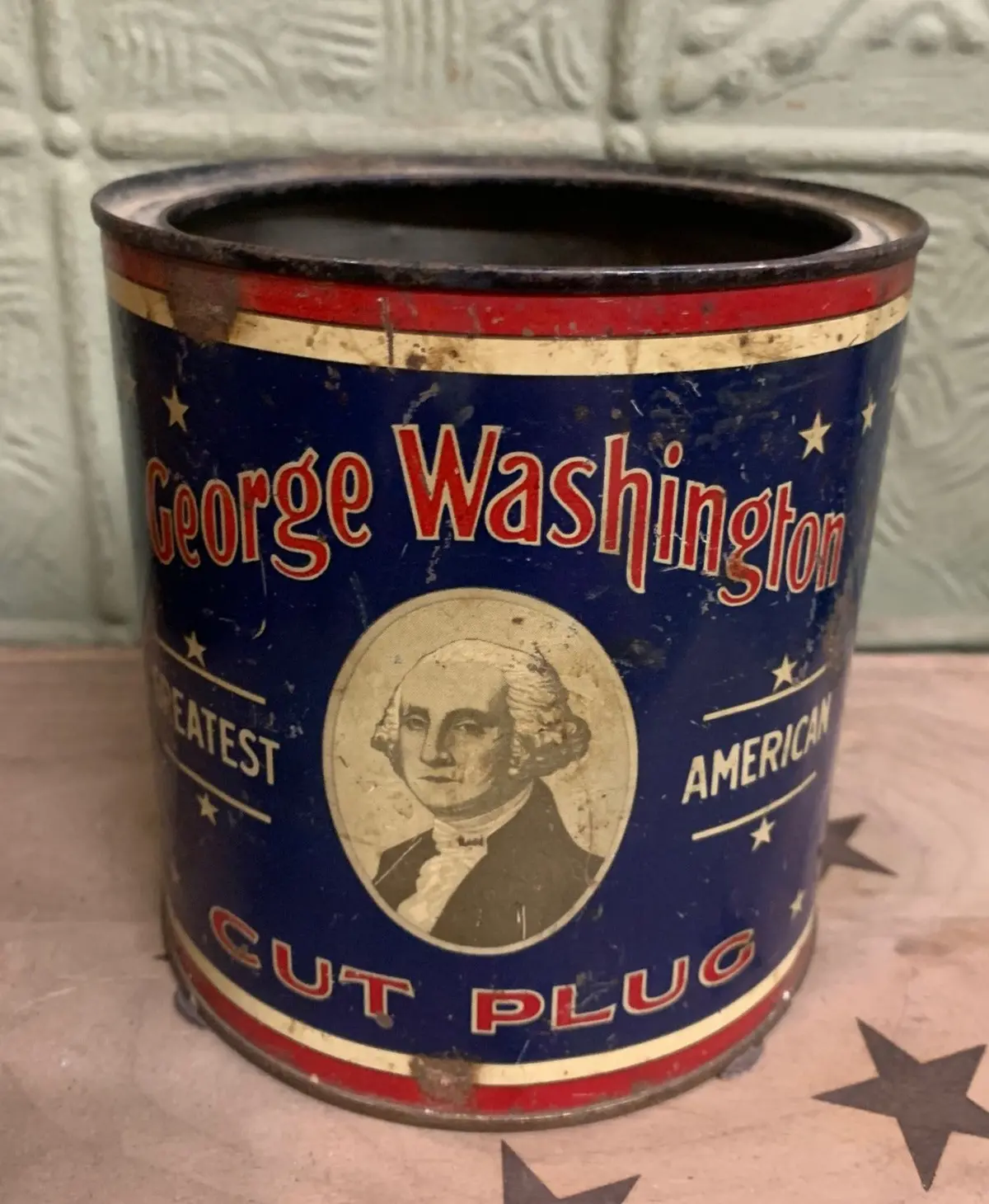 Blue George Washington Tobacco Tin 1