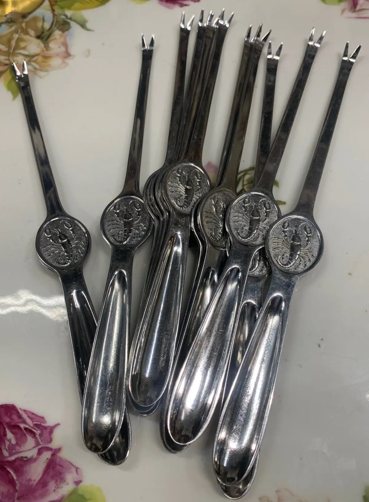 Set Of 12 Swedish Steel Lobster Pick Forks 1