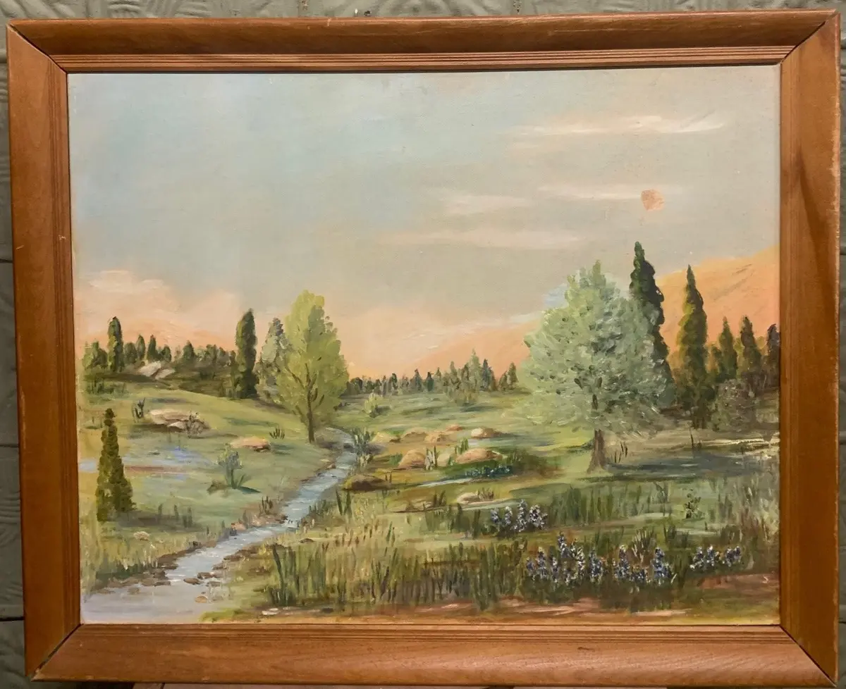 Rocky Stream Oil Painting In Frame - As Found 1
