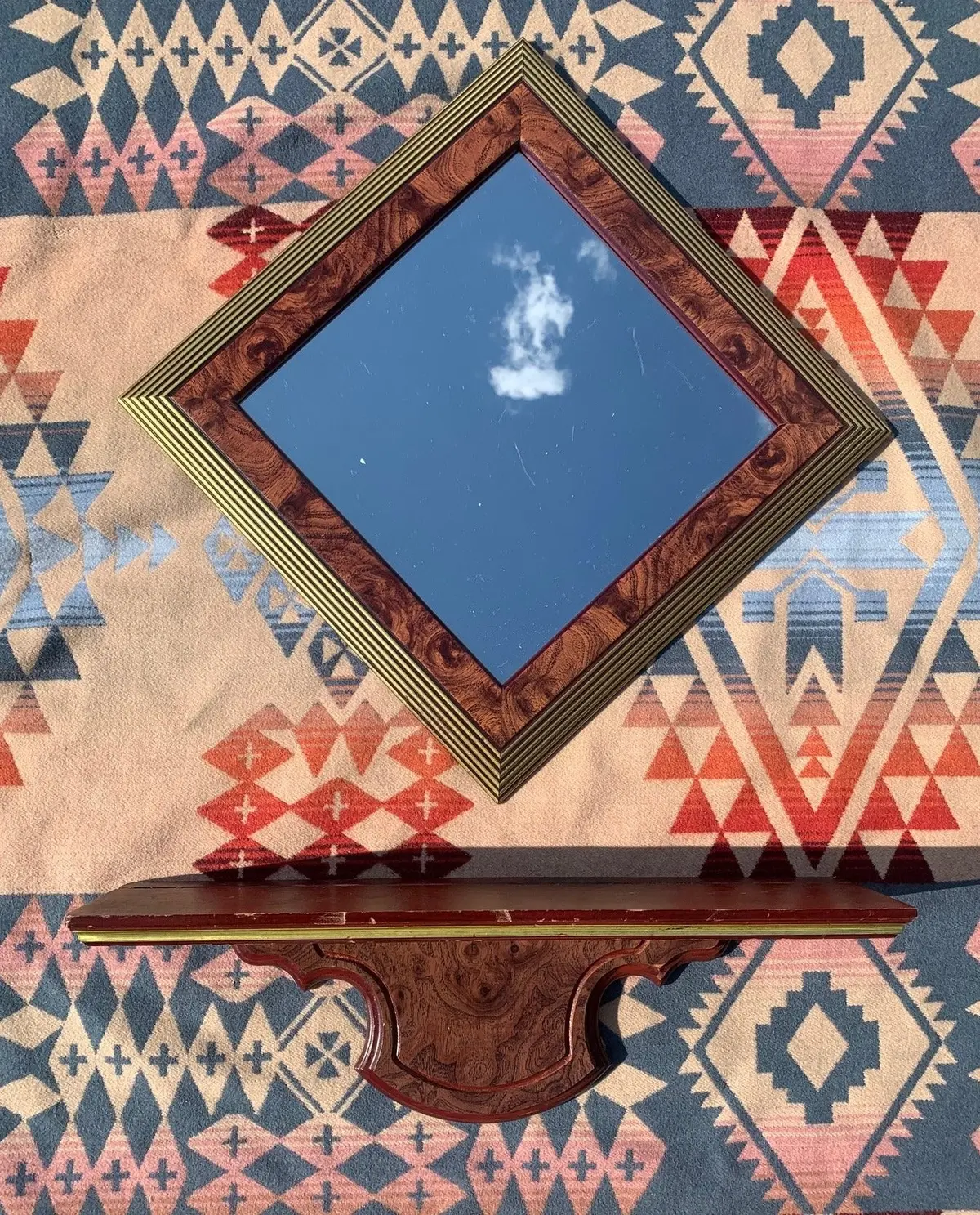 Modern Mirror And Small Wall Shelf Set 1