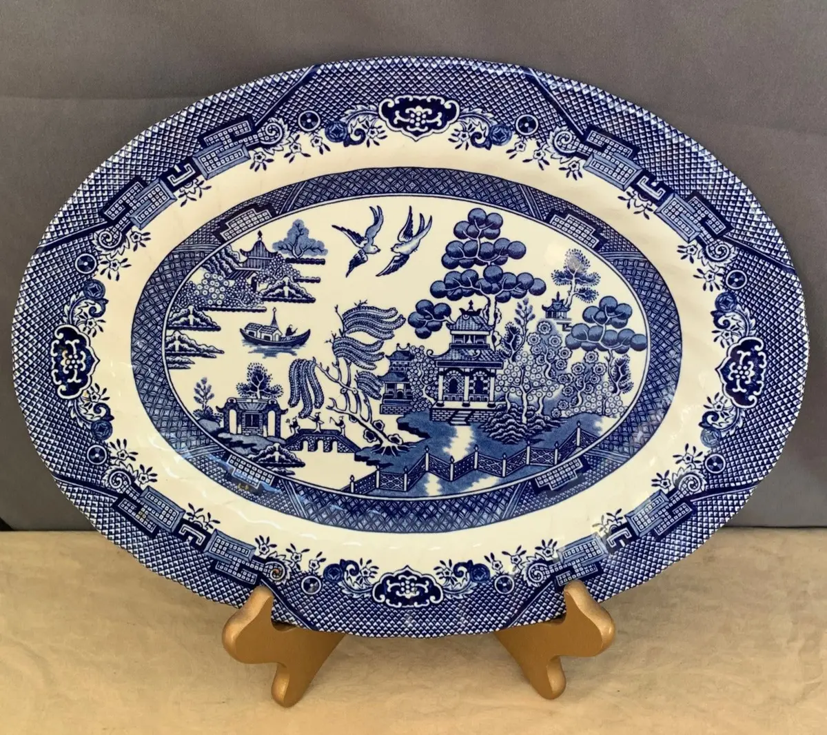 Oval Blue Willow Platter 1