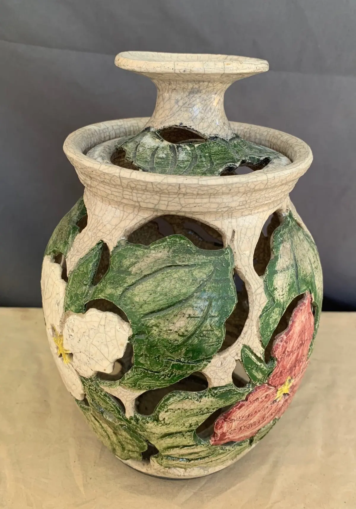 Green And Red Vase For Candle Or Incense 1