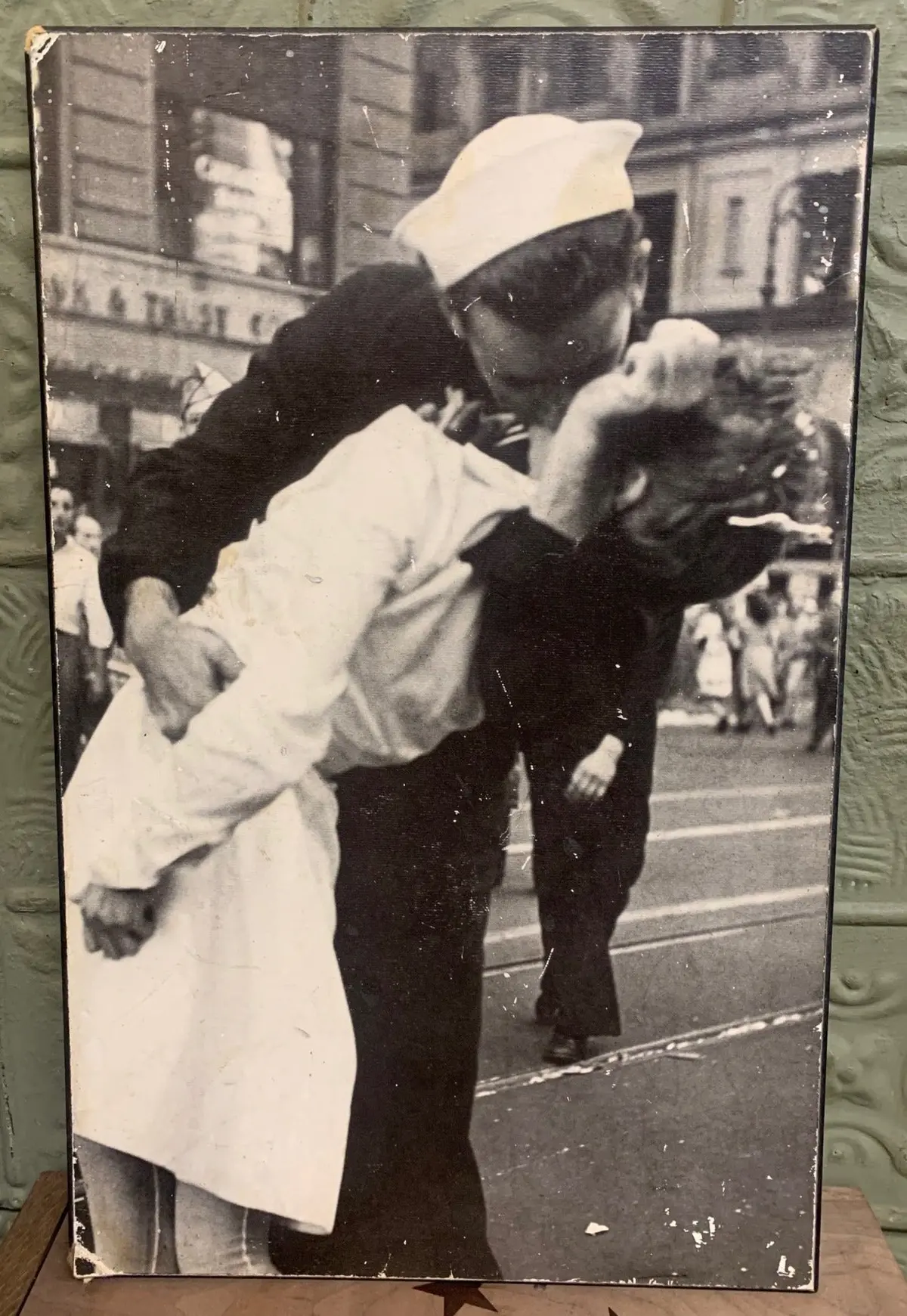 End Of Wwii Kissing Sailor Photo On Board - As Found 1