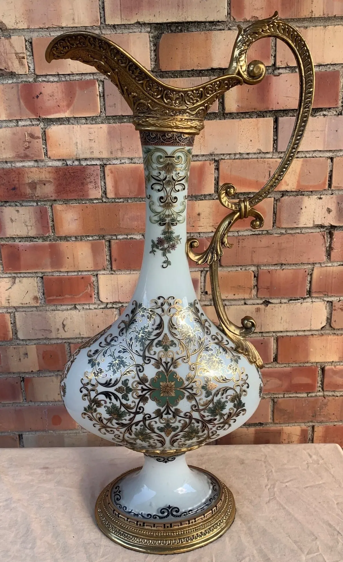 Ornate Glass Ewer With Metal Handle - Not Old 1