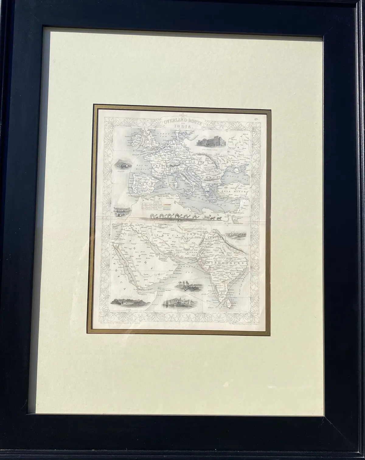 Framed Overland To India  Map 1