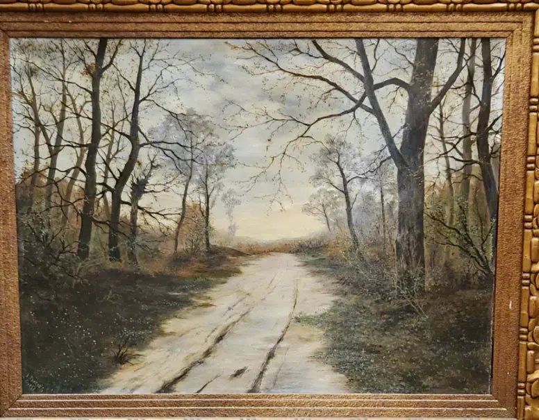 Road To Somewhere Landscape Oil Painting With Ornate Frame 1