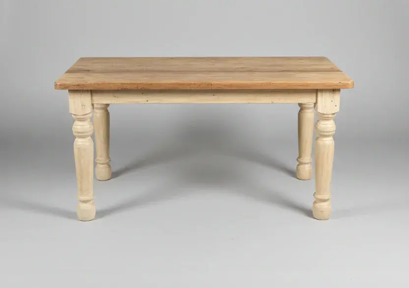 Large Pine Top Kitchen Table With Large Painted Turned Legs 1