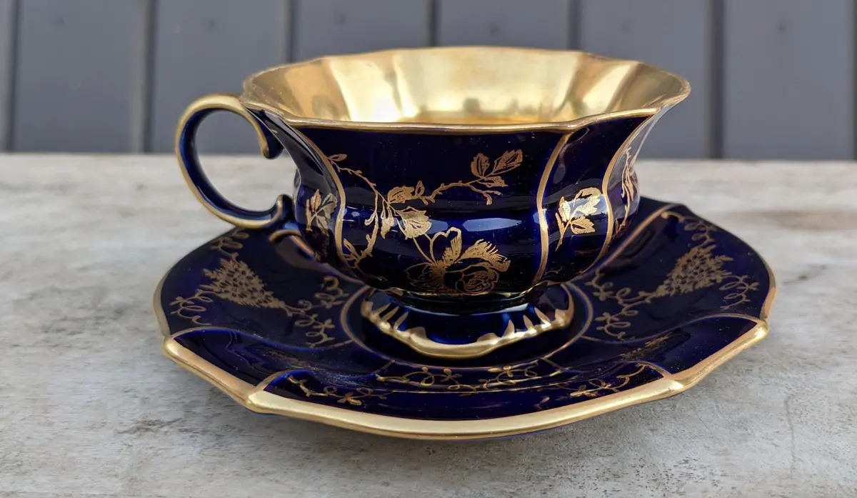 Cobalt And Gold Cup And Saucer 1