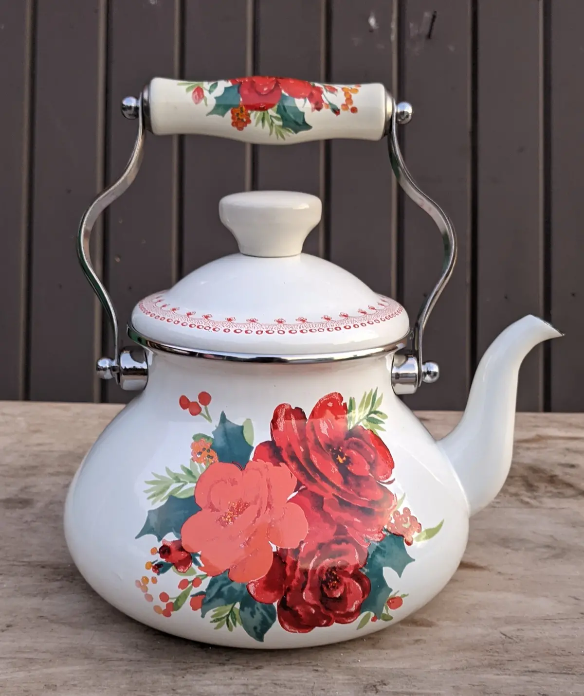 Floral Metal Teapot-Not Old 1