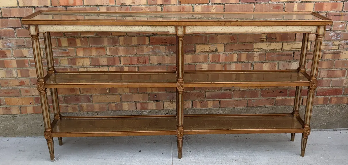 Louis Xvi Style 3 Tiered Server With Venetian Mirror Shelves 1