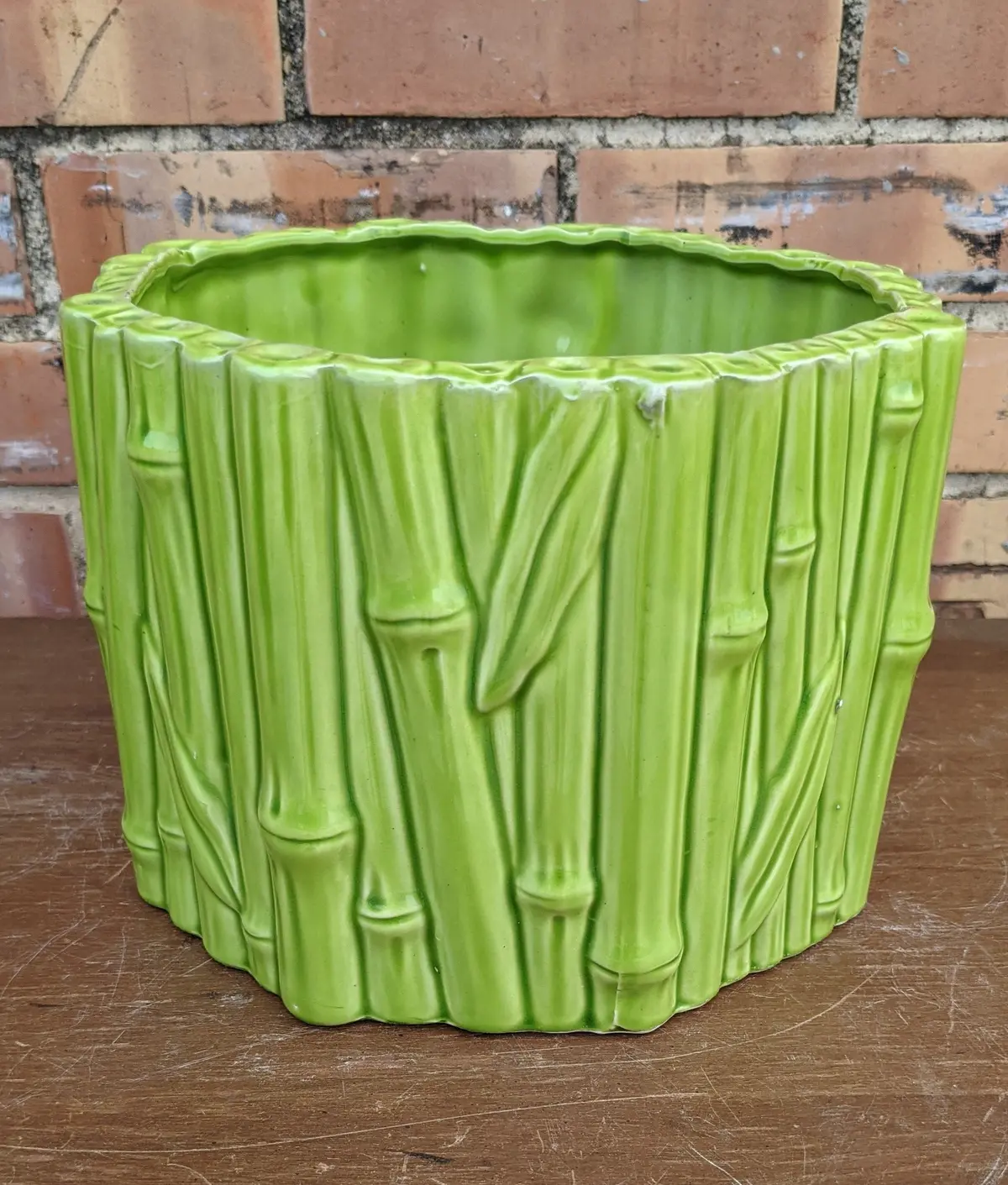 Green Ceramic Bamboo Planter 1