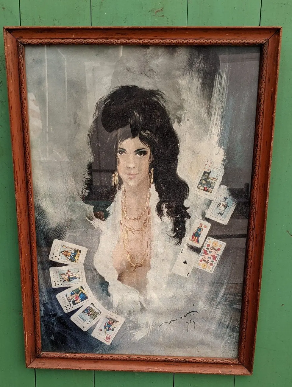 Man Cave Guiclee Of Lady With Cards 1