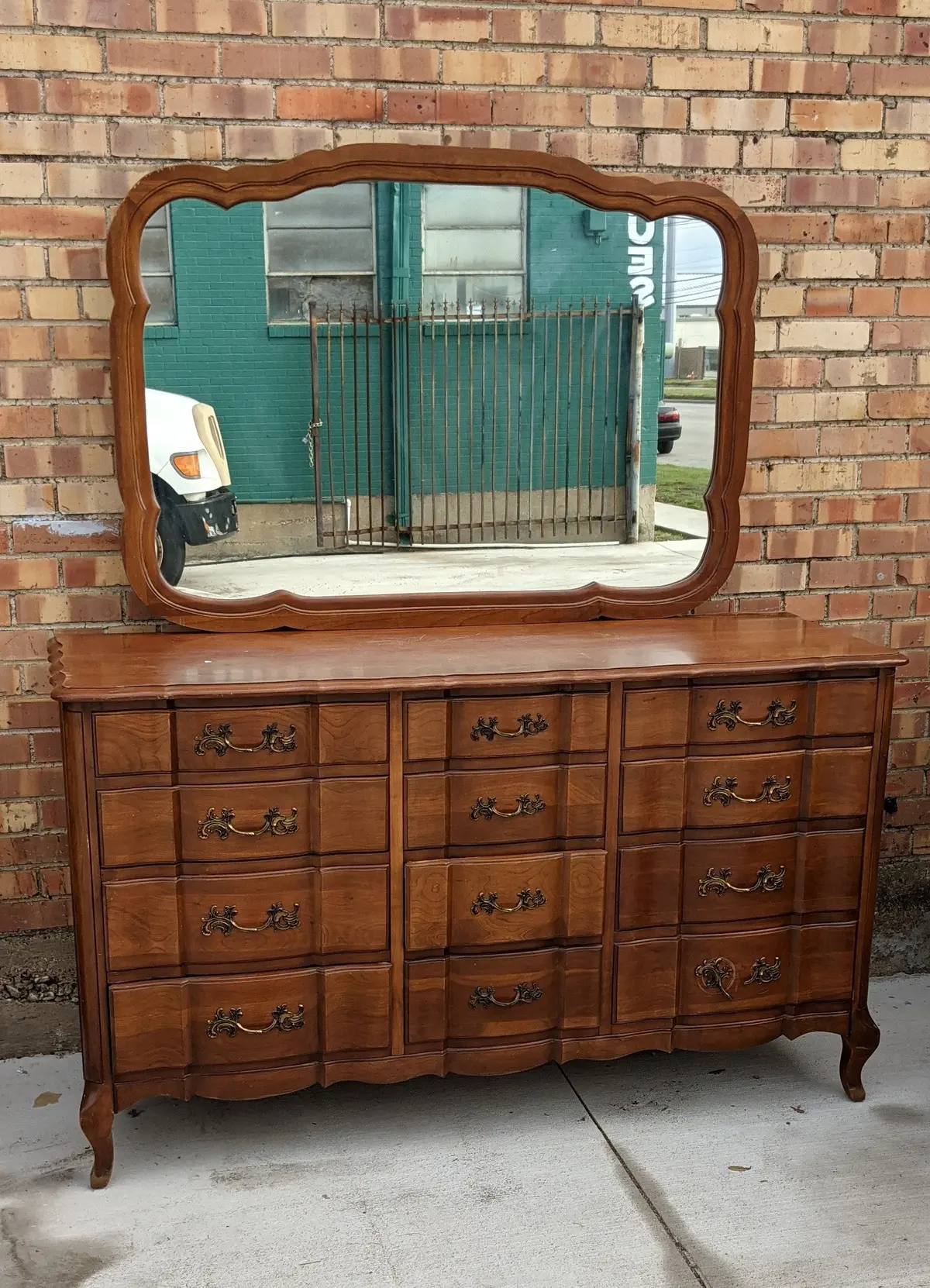Mid Century French Provencial Dresser With Mirror 1