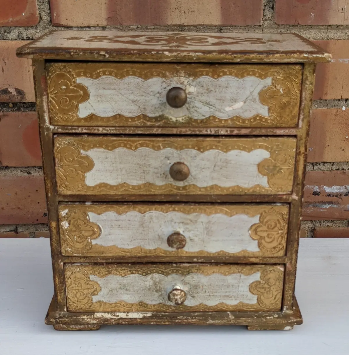 Tiny 4 Drawer Florentine Jewelry Chest 1
