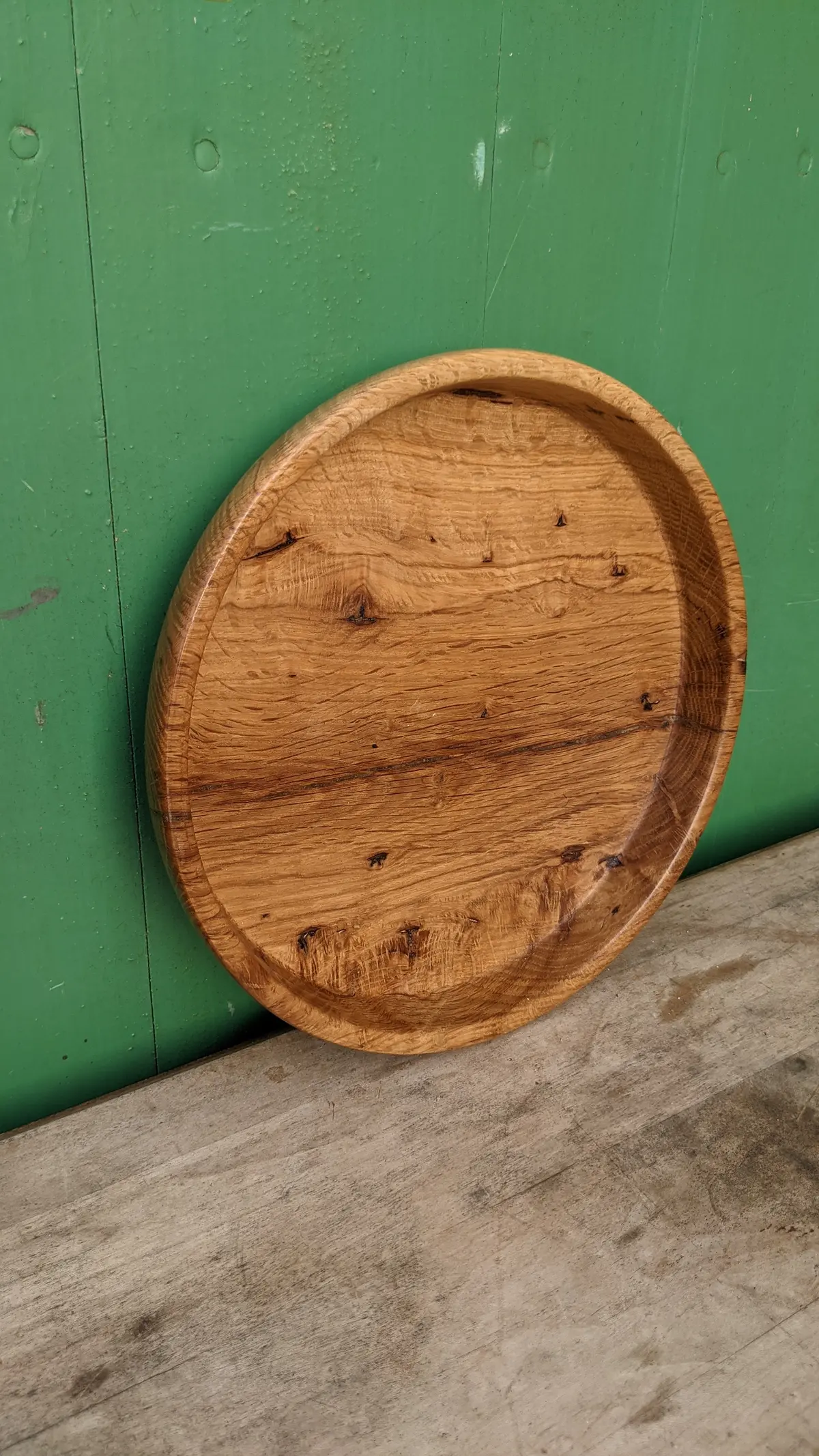 Hand Made Round Oak Tray 1