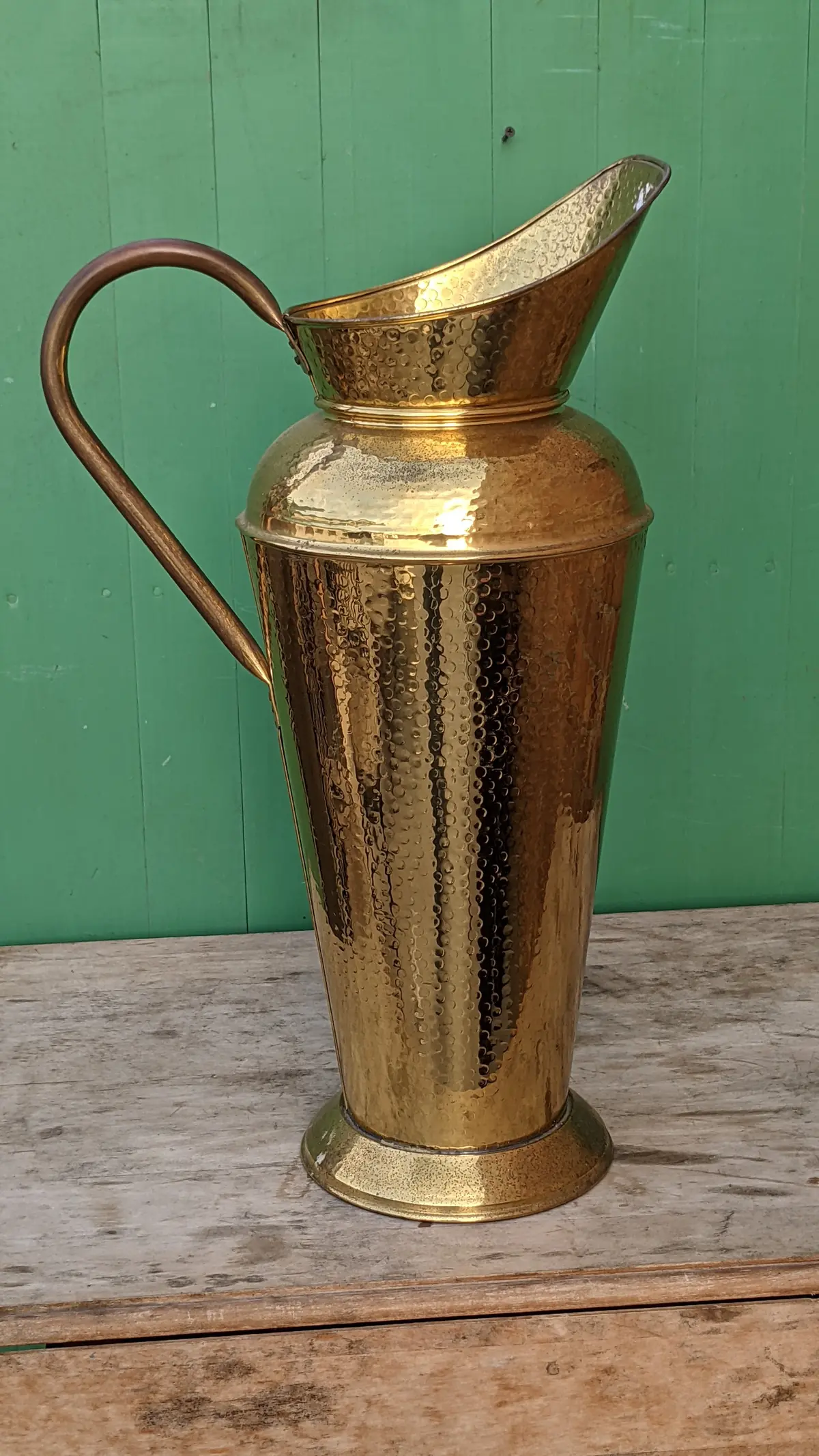 Large Hammered Brass Pitcher Umbrella And Stick Stand 1