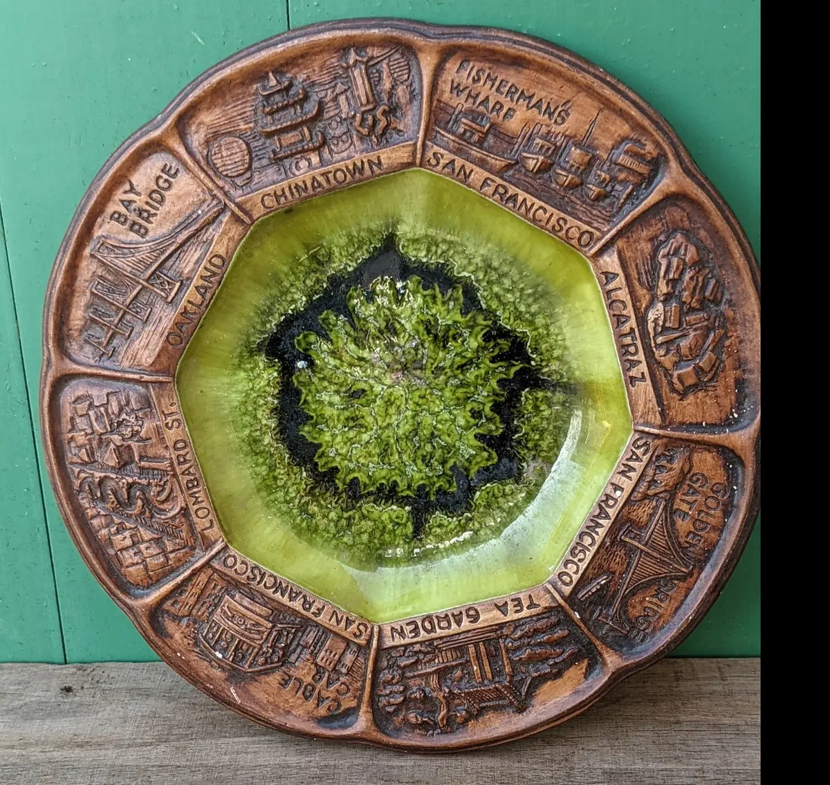 Brown And Green San Francisco Souvenir Plate 1