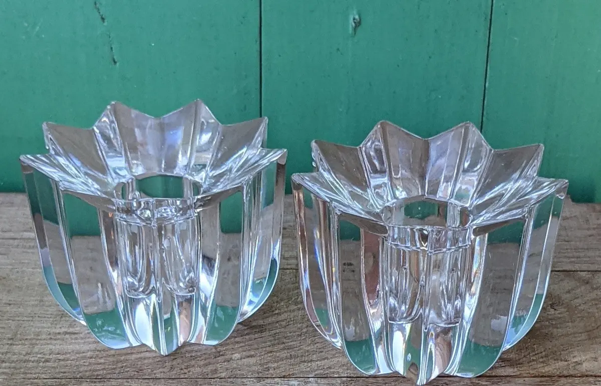 Pair Of Small Glass Candle Holders 1