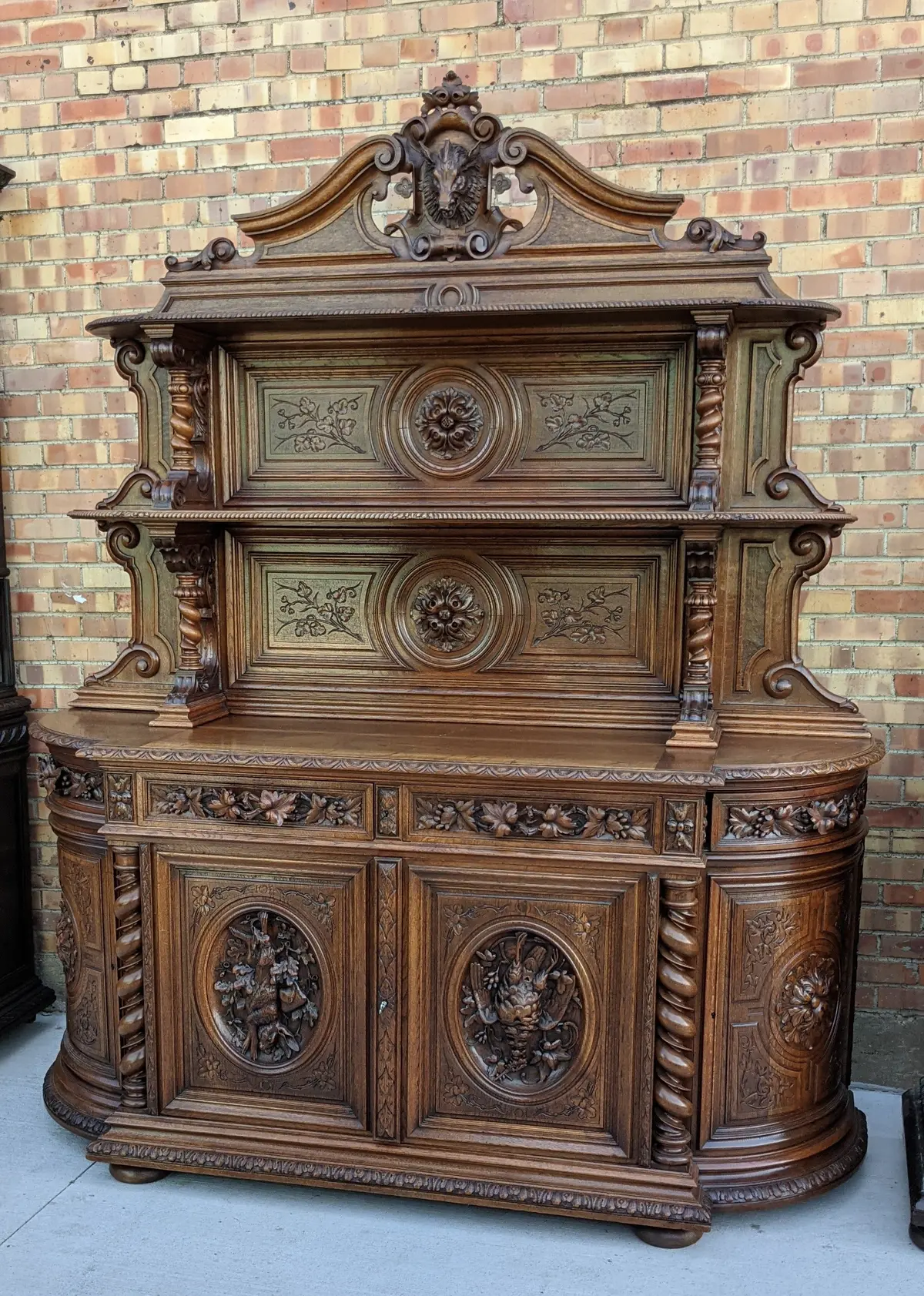 Large 19Th Century Boars Head Sideboard With Game 1