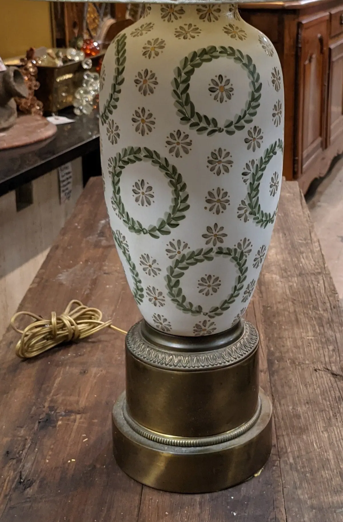 Vintage Ceramic Table Lamp With Brass Basex 1