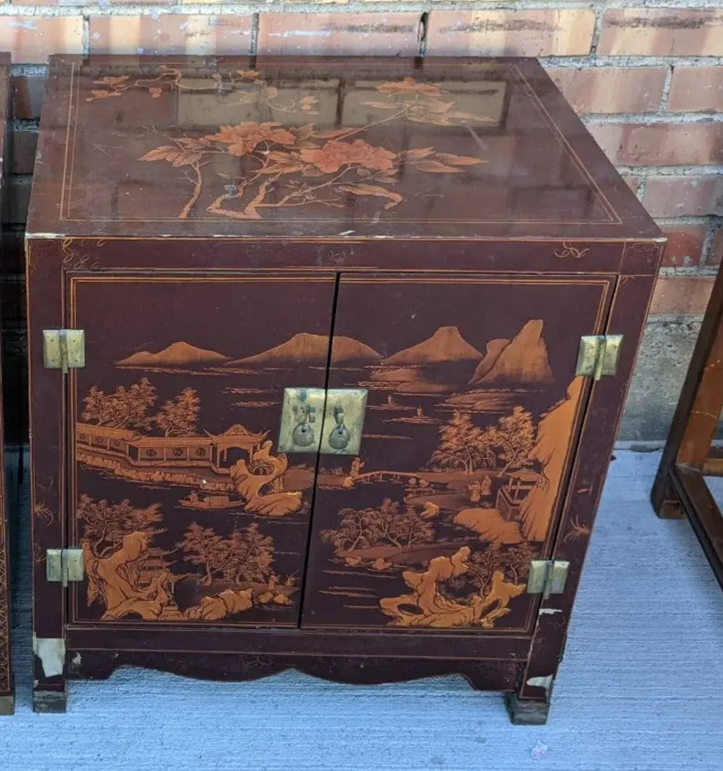 As Found 2 Door Orange Asian Cabinet Stand 1